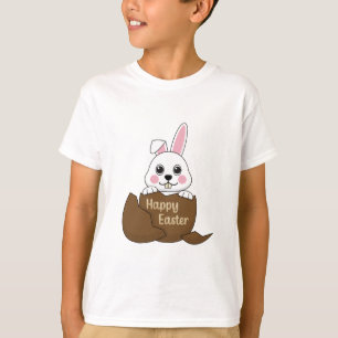 T-shirt Joli lapin blanc dans un oeuf au chocolat Joyeux P
