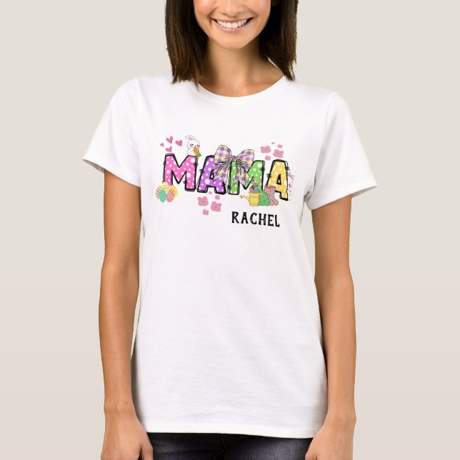 T-shirt Joli lapin de Pâques mama cadeau personnalisé (Devant)