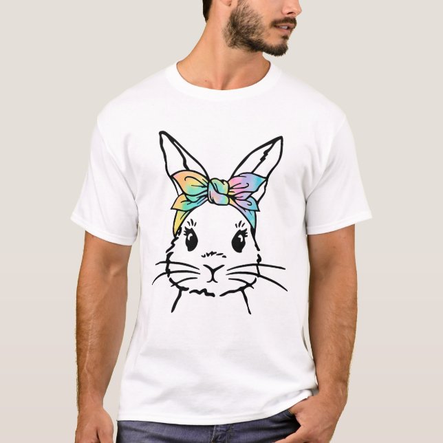 T-shirt Joli lapin Face Tie Dye Rabbit Pâques (Devant)