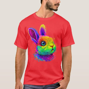 T-shirt Joli lapin Lapin Face Colorée Filles de Pâques B