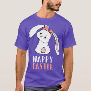 T-shirt Joli lapin lapin lapin coiffeur arc rose Joyeux Pâ