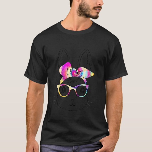 T-shirt Joli lapin lapin Visage Tie Tee Lunettes Fille Heu (Devant)