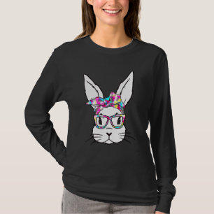 T-shirt Joli lapin lapin Visage Tie Tee Lunettes Fille Heu