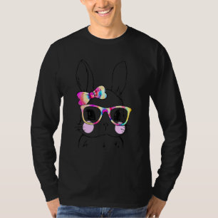 T-shirt Joli lapin lapin Visage Tie Tee Lunettes Fille Heu