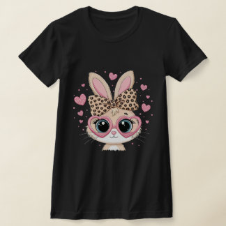 T-shirt Joli lapin visage avec lunettes Tete de Pâques tei