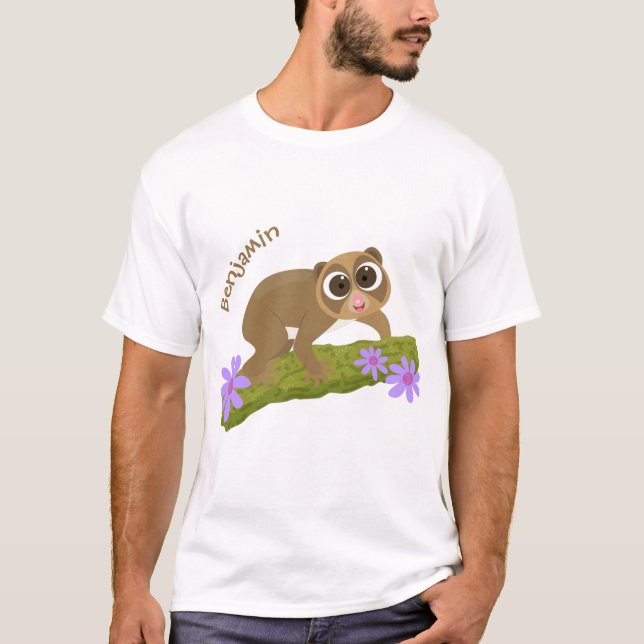 T-shirt Joli lenteur loris sur dessin de branche (Devant)