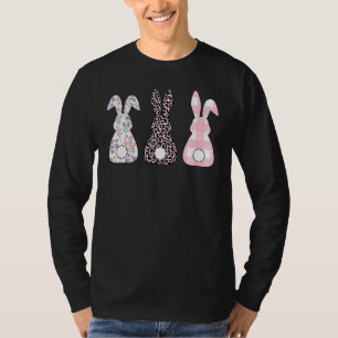T-shirt Joli Léopard rose Fleur Plaid Joyeux Trio de Pâque