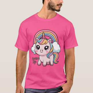 T-shirt Joli licorne pastel avec arc-en-ciel et nuages rêv