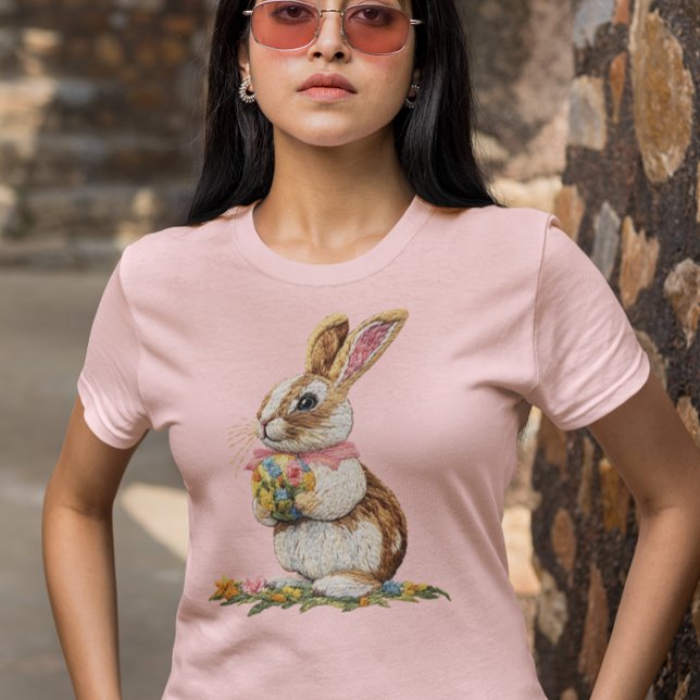 T-shirt Joli look brodé Bunny de Pâques (Créateur téléchargé)