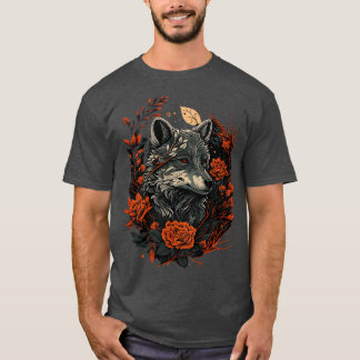 T-shirt Joli loup floral