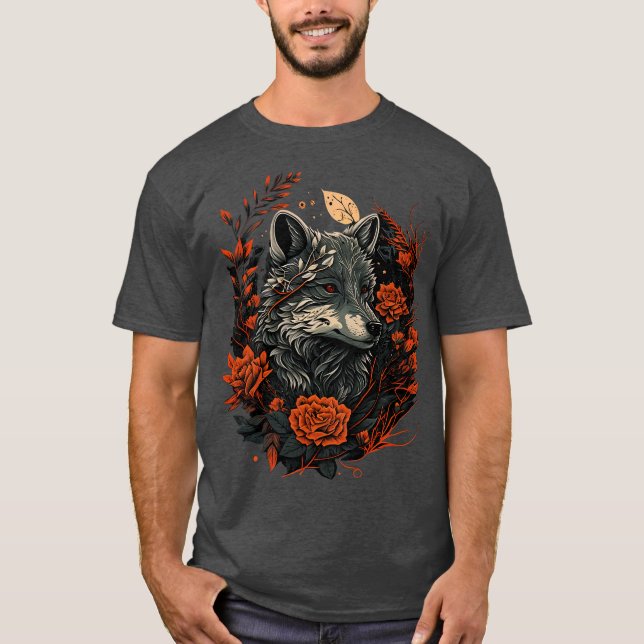 T-shirt Joli loup floral (Devant)