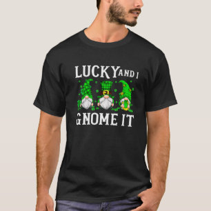 T-shirt Joli Lucky Et Je Gnome It Gnomies Shamrock St Pat