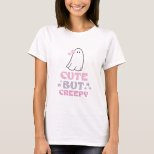 T-shirt Joli Mais Fantôme Effrayant Fleur Blanche Hallowee