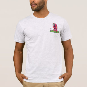 T-shirt Joli monstre rose borgne jouant au golf en dessin