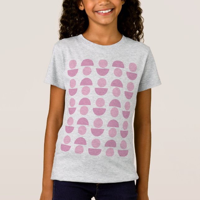 T-Shirt Joli Motif d'art moderne scandinave en rose (Devant)