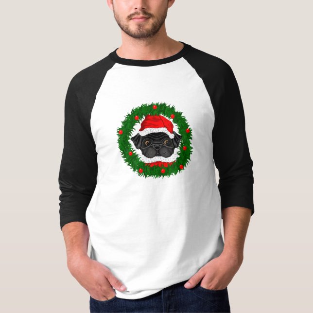 T-shirt Joli Noël Carlin noir Père Noël en couronne (Devant)