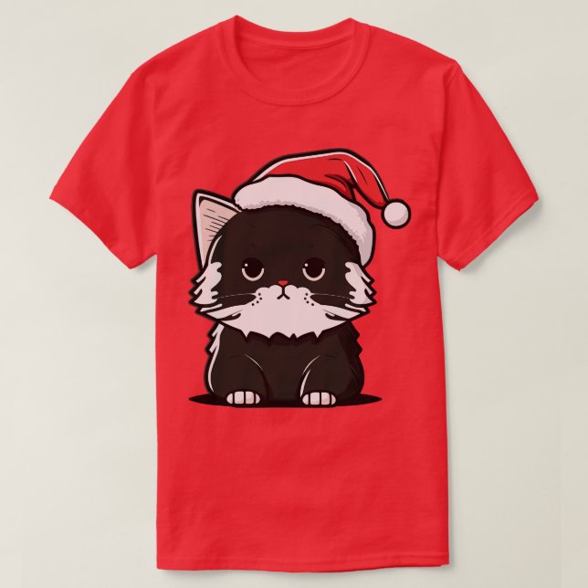 T-shirt Joli Noël Chat Cadeau Drôle Chat Noël 2 (Design devant)