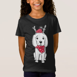 T-Shirt Joli Noël Chien en en costume Chien en avec renne