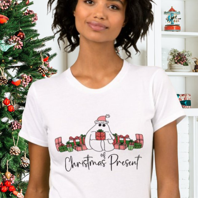 T-shirt Joli Noël moderne amusant (Cute Modern Humor Cartoon Ghost Of Christmas T-Shirt )