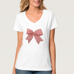 T-shirt Joli nœud en ruban à carreaux gingham rouge et bla