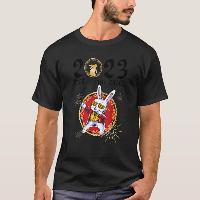 T-shirt Joli Nouvel An Lunaire 2023 Avec Rabbi (Devant)