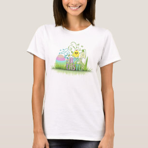 T-shirt Joli oeuf de Pâques, poussin et neige coloré