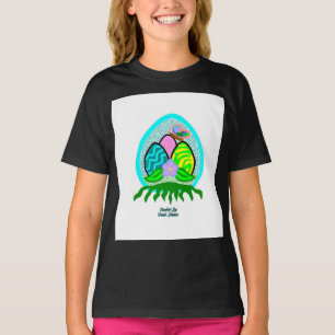 T-shirt Joli OEufs de Pâques Filles Noir Basic T Chemise