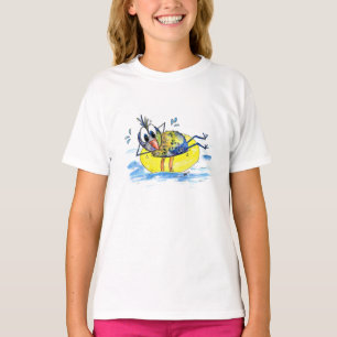 T-shirt Joli Oiseau Fantaisiste sur Radeau