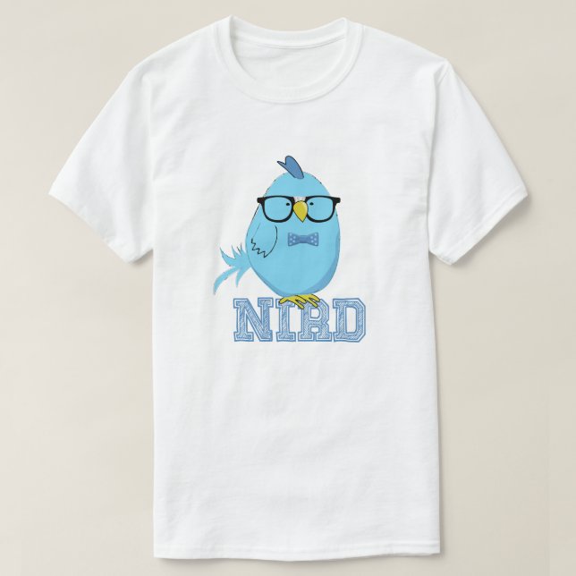 T-shirt Joli Oiseau Nerd Bleu (Design devant)