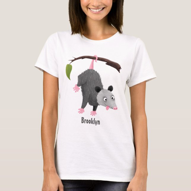 T-shirt Joli opossum accroché à la branche dessin animé (Devant)