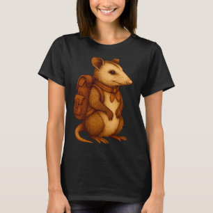 T-shirt Joli opossum randonneur en sac à dos campeur forêt