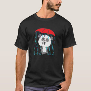 T-shirt Joli Ours De Panda Avec Parapluie Se Mouiller