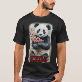 T-shirt Joli panda portant des fleurs pour la fête des mèr