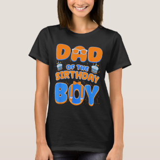 T-shirt Joli papa du garçon d'anniversaire bleu orange ass