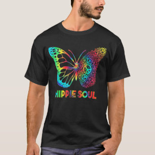 T-shirt Joli Papillon Hippie Soul Avec Signes de Paix Hipp