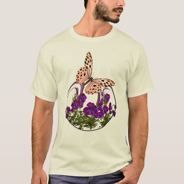 T-shirt Joli Papillon Sur L'Art Fleur Abstrait (Devant)