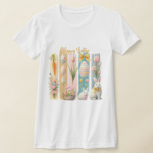T-shirt Joli Pâques rose or bleu Vertical