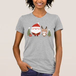 T-shirt Joli Père Noël et rennes de Noël 