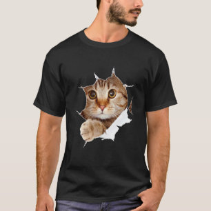 T-shirt Joli Petit Chat Déchiré Tissu Chat