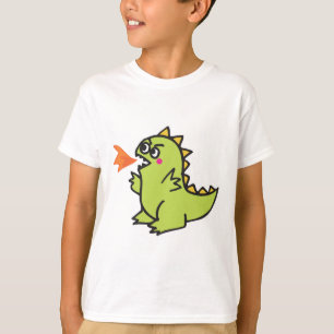 T-shirt joli petit dragon de feu vert monstre