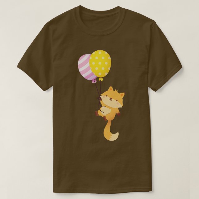 T-shirt Joli Petit Renard Avec Ballons (Design devant)