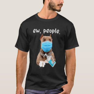 T-shirt Joli Pitbull Chien Ew Chien Portant Un Masque Visa