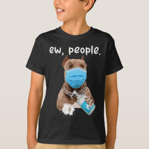 T-shirt Joli Pitbull Chien Ew Chien Portant Un Masque Visa