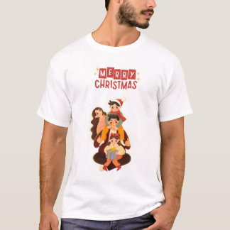 T-shirt Joli portrait de Noël en famille - Joyeux Noël T
