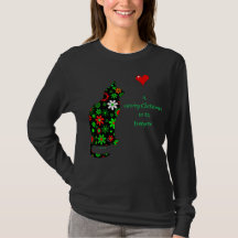 Joli Retro Rouge Vert Floral Noël Noël Noël Chat T