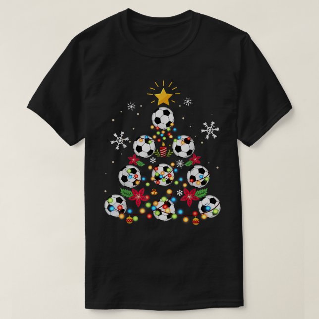 T-shirt Joli sapin de Noël balle de football Santa Hat Fam (Design devant)