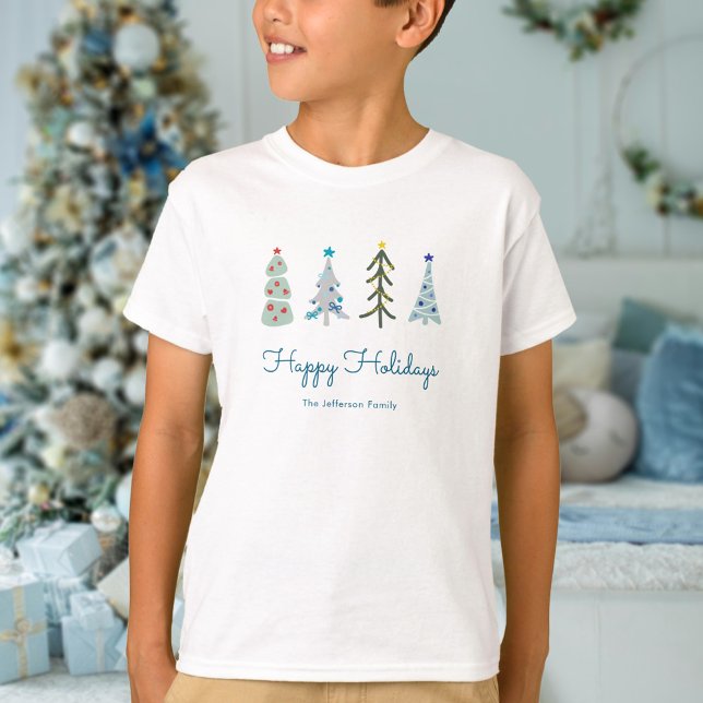 T-shirt Joli sapin scandinave (Cute custom Scandinavian kids Christmas t-shirt with your text with Christmas trees)