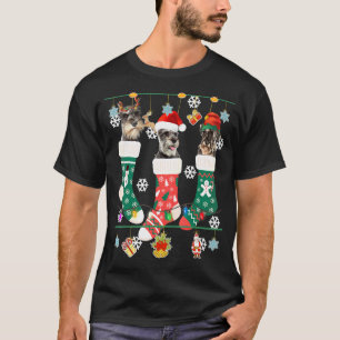 T-shirt Joli Schnauzer de Noël en Sock Xmas Reindeer San