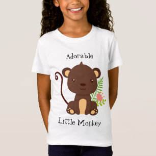 T-Shirt Joli Singe Brown Aux Fleurs Roses