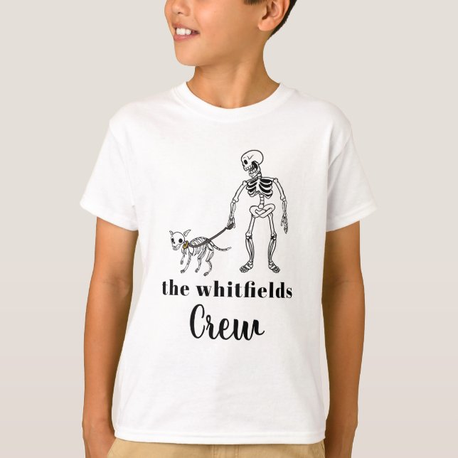 T-shirt Joli Skeleton Chien Walker Halloween Correspondanc (Devant)